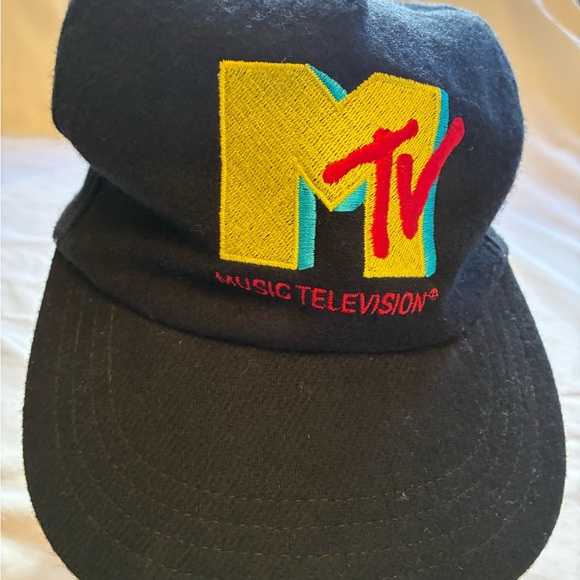 MTV Accessories - Vintage 90’s MTV Black Cap with Yellow, Red & Teal Embroidered Logo